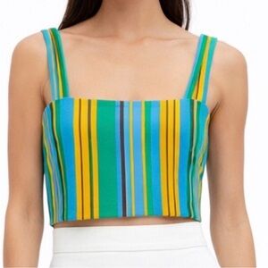 NWT Staud Rigina linen crop top in Ibiza Stripe, size 0